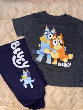 Bluey Kids Character Pajama Set - Gray & Navy